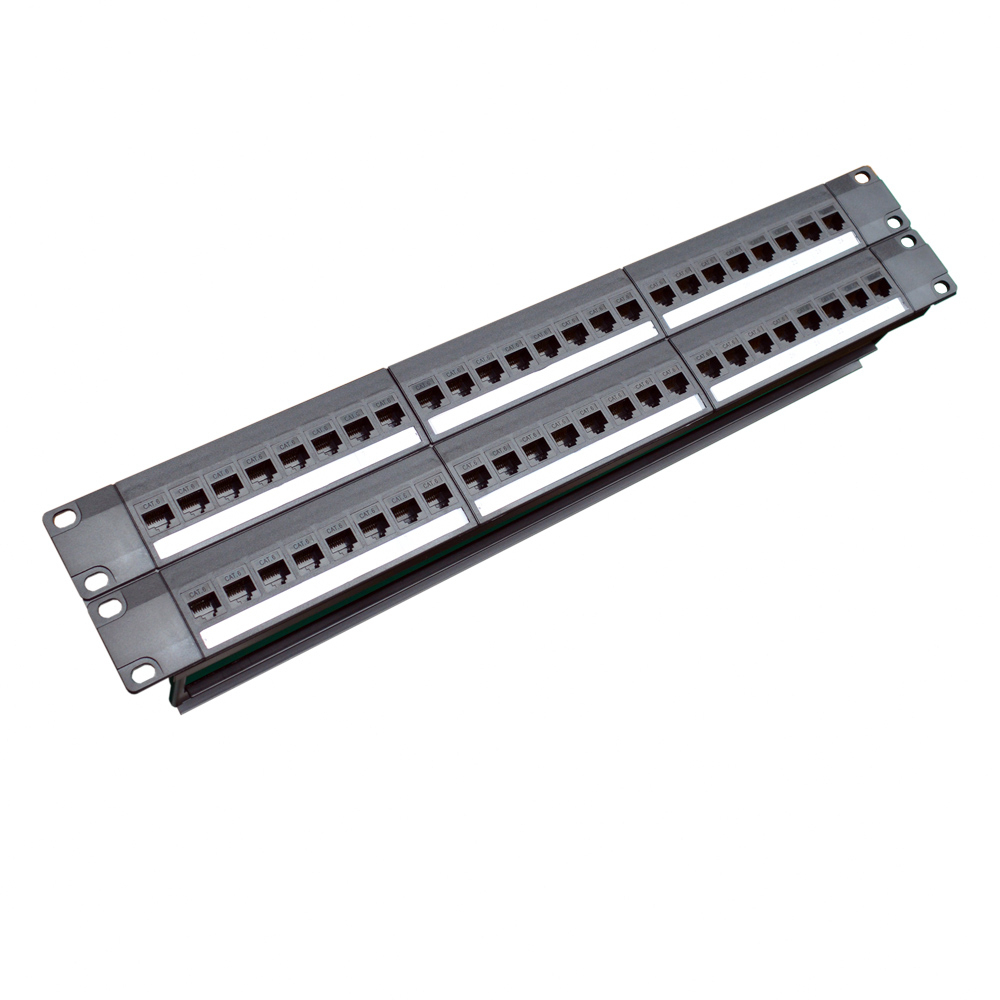 Patch Panel Cat6 - 19in 2U Cabinet Pass-through 48 Port