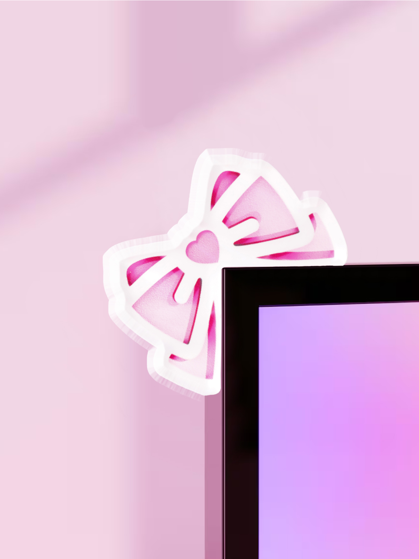 Office Technologies - Kawaii Bow Monitor Decor Pink Acrylic