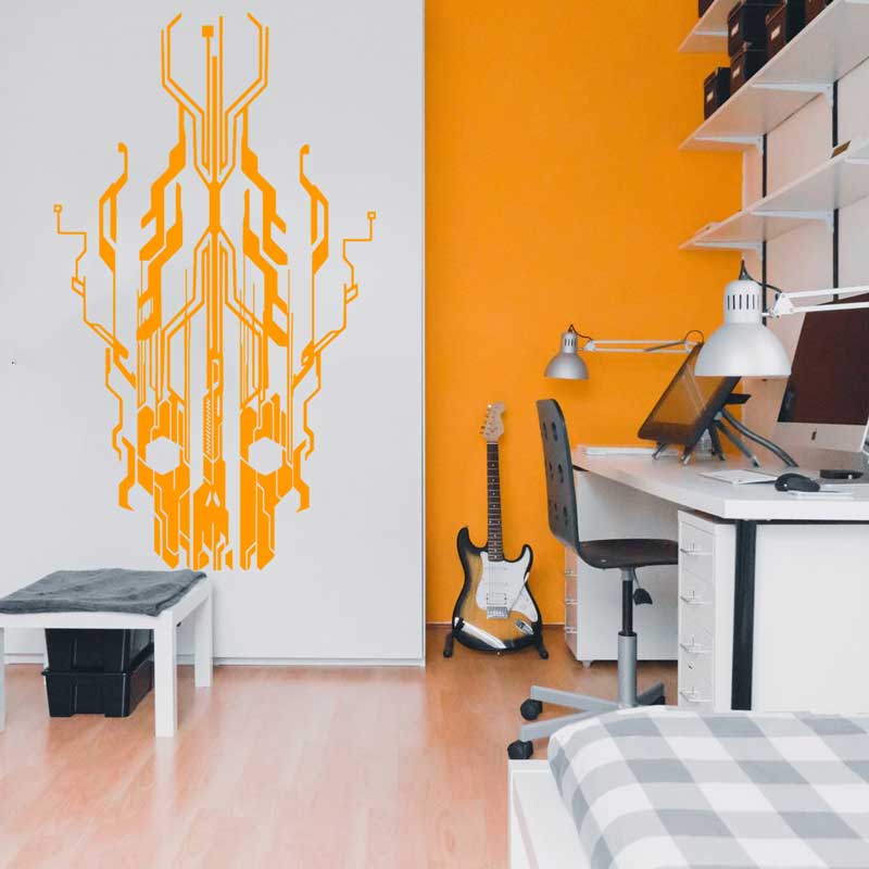 Chip Circuit Tech Skull Vinyl  - огляд і ціна Tech Office Wall
