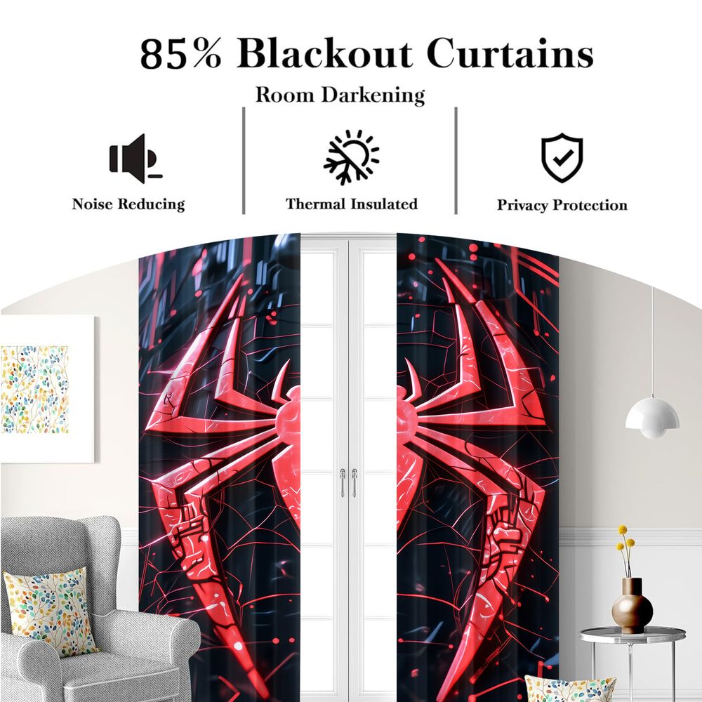 Spider Print Curtains Futurist - огляд і ціна High Tech Office Room