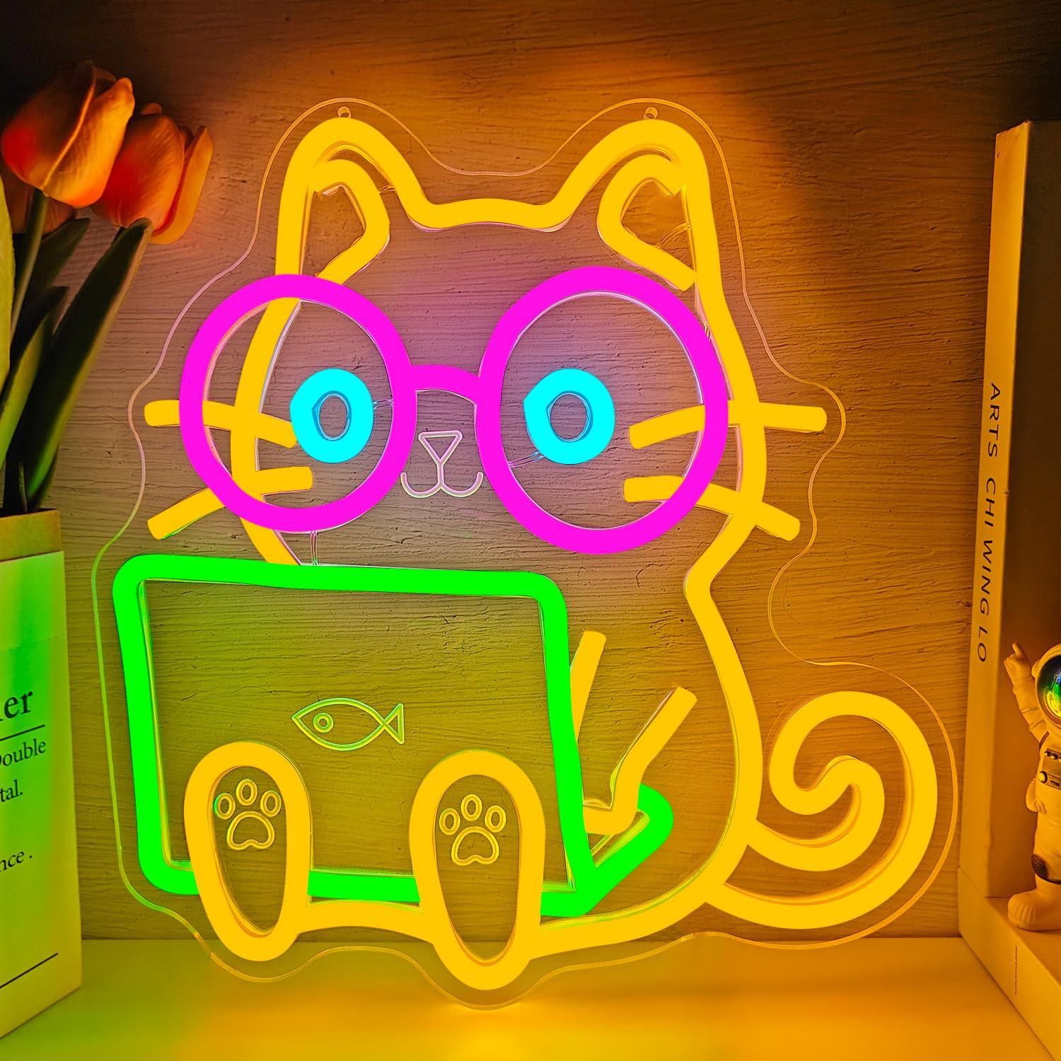 Cat Laptop Neon Sign USB Dimma - огляд і ціна Tech Office Wall