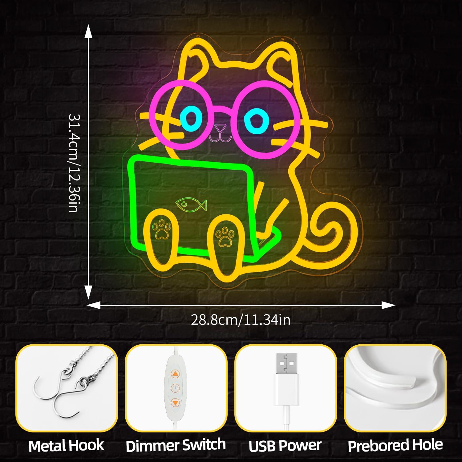 Cat Laptop Neon Sign USB Dimma - огляд і ціна Tech Office Wall