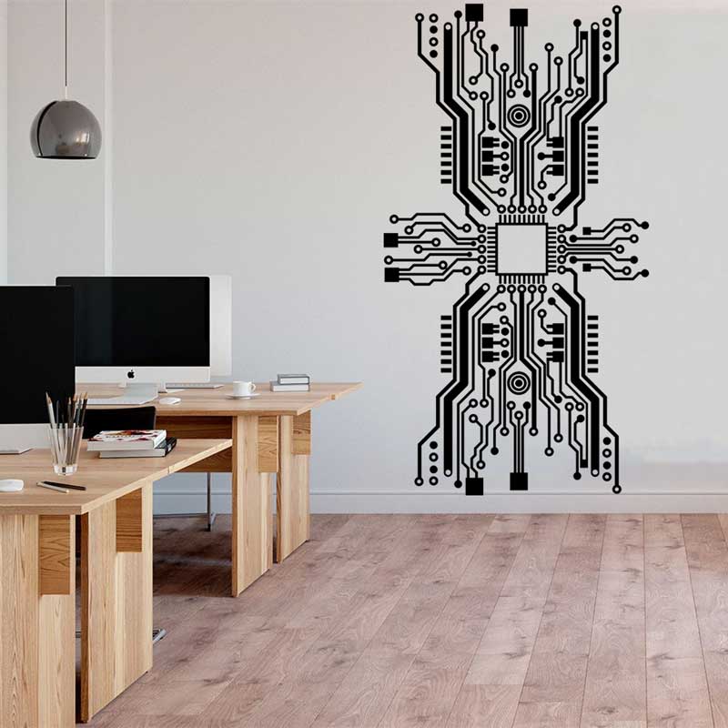 Circuit Board Chip Wall Sticke - огляд і ціна Tech Office Wall
