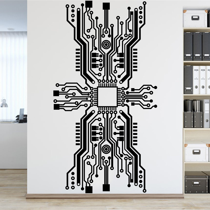Circuit Board Chip Wall Sticke - огляд і ціна Tech Office Wall